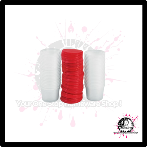 Clear Cup with Red Lid (35ml-250ml) - Image 2